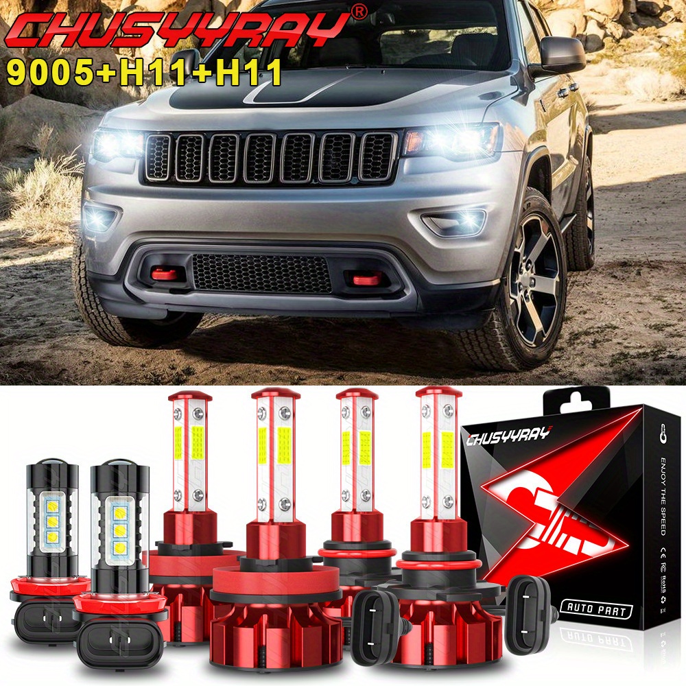 

Grand Cherokee 2014-2018 Led Headlight Bulbs+fog Lights Combo Kit, 9005/ Hb3 H11 6000k 38000lm Plug And Play, Pack Of 6