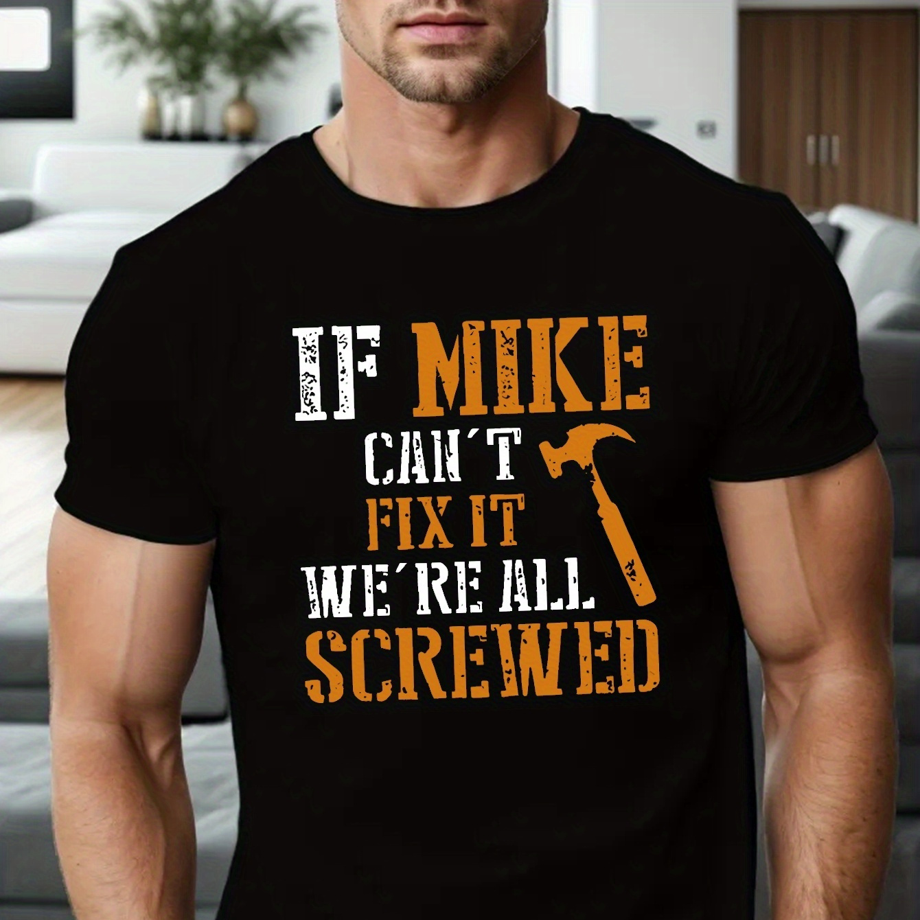 

1 Pc, 100% Cotton T-shirt, If Mike Can't Fix It, Print T-shirt, Men's T-shirt, Summer Casual Short Sleeve T-shirt