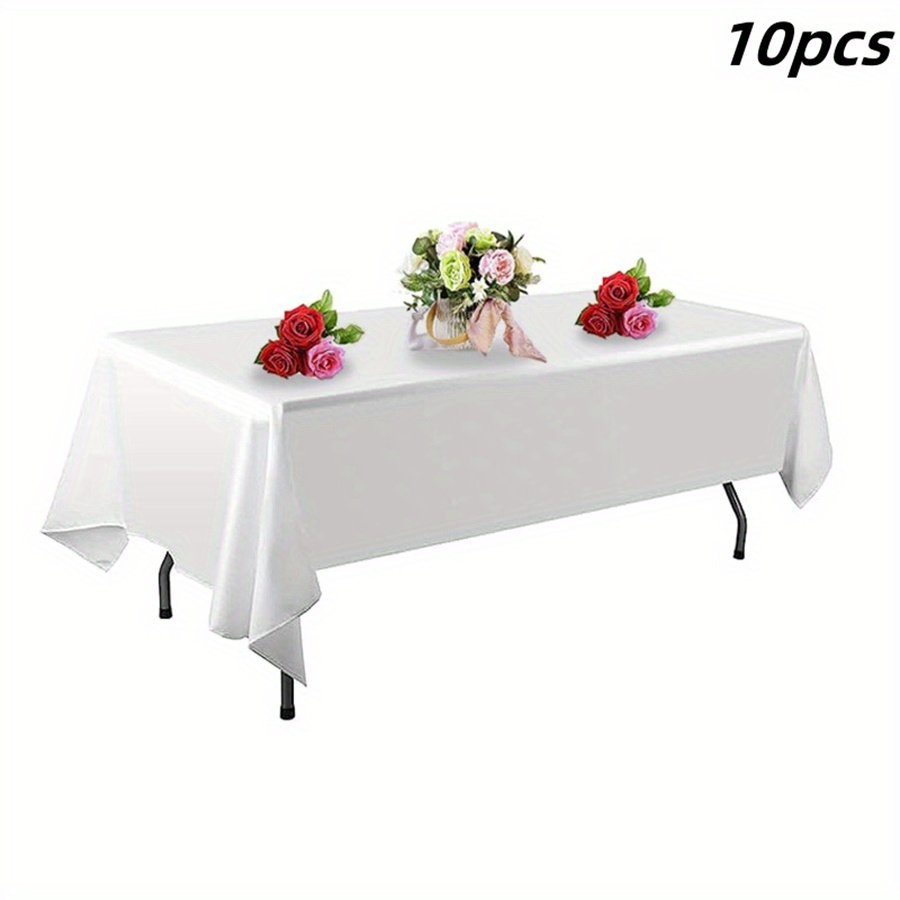 

10pcswhite Disposable Rectangular Solid Color Party Tablecloth Solid Color Party Tablecloth Thick Tablecloth