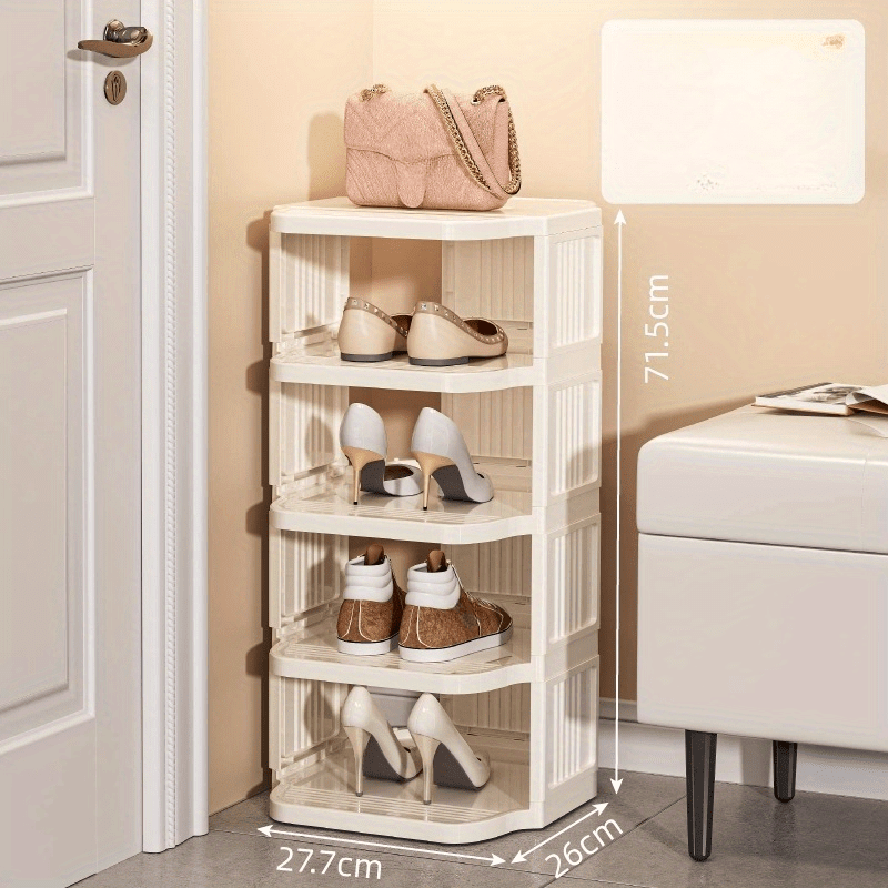 1pc Cream Style Shoe Rack Shoe Rack, Simple Household Shoe Cabinet  Large Capacity Storage Shelf And Storage For Living Room Entrance Bedroom 