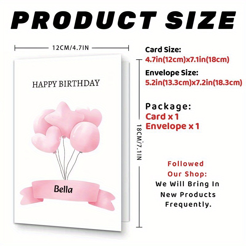 TEMU Custom 1pc Birthday Greeting Card With Name - Personalized , Perfect Gift For Family, & , Birthday Decorations