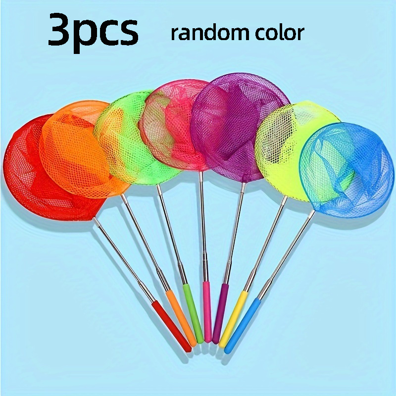 Image of 3pcs Random Color Telescopic , Colorful And Insect Catching Net, Retractable Small Scoop Tool For Home Aquarium, Beach, Camping And Outdoor Nature Exploration