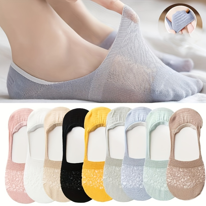 

Women's 10 Pairs Of Invisible Lace Socks - Comfortable, Breathable, Lightweight, And For Spring, Summer, And Autumn - Polyester Knit Fabric, And