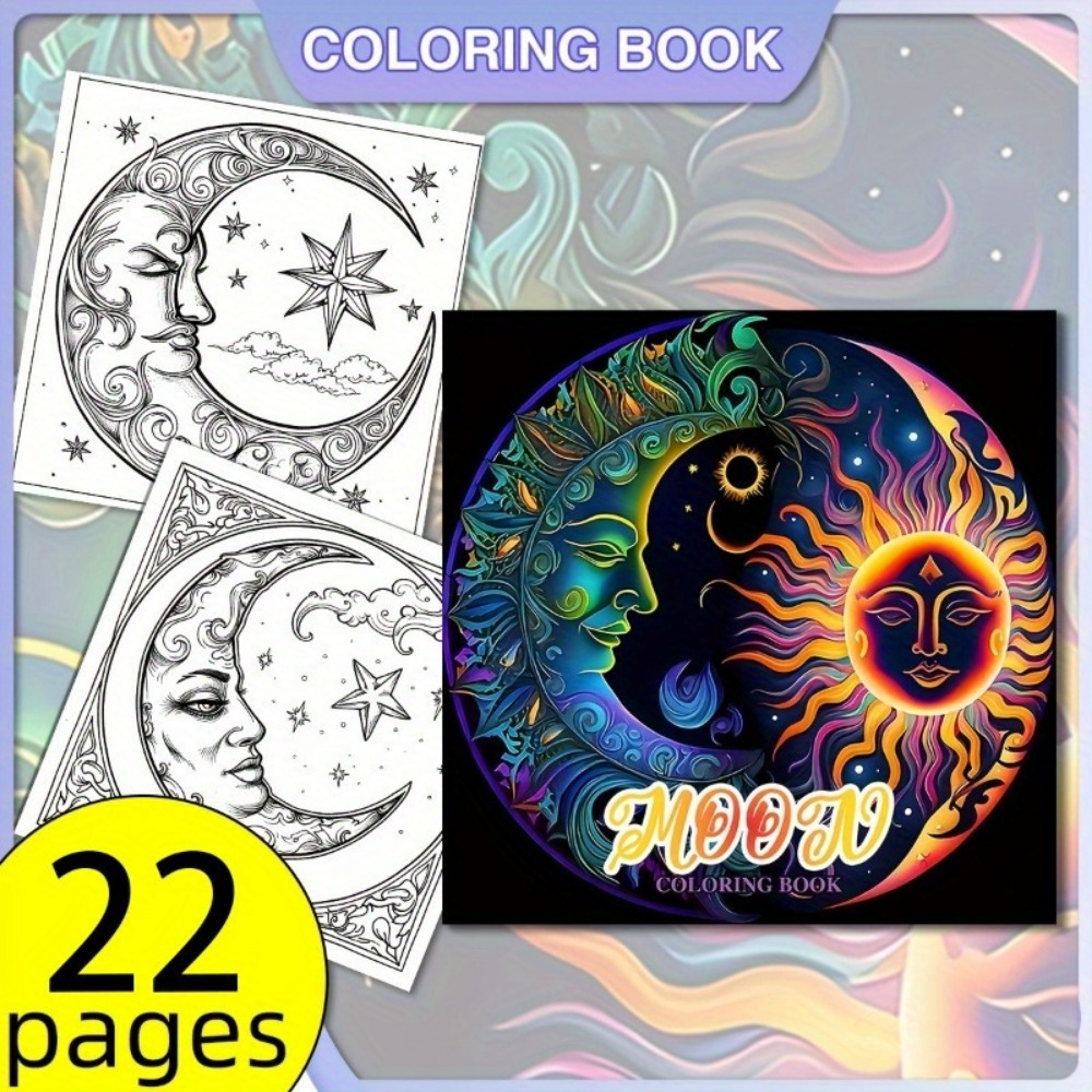 

Deluxe Moon-themed Coloring Book - 22 Pages, Unique Cover Design, Intricate Patterns For Relax & | Ideal Gift For Teens & Adults On Valentine's, Christmas, , Back To School & More