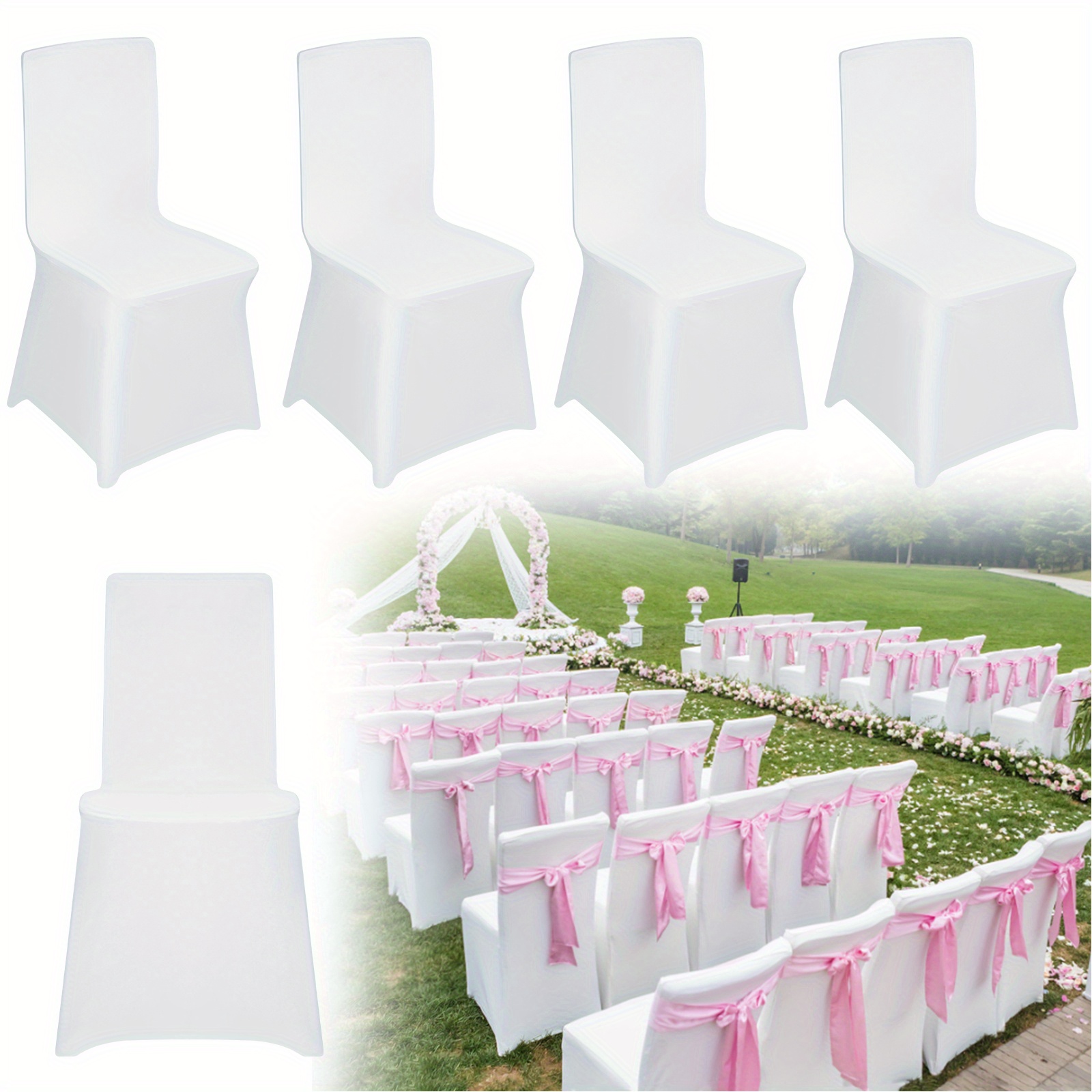 

50/100pcs Universal Chair Cover Stretch White Chair Cover For Office Hotel Banquet Wedding Party Decoration