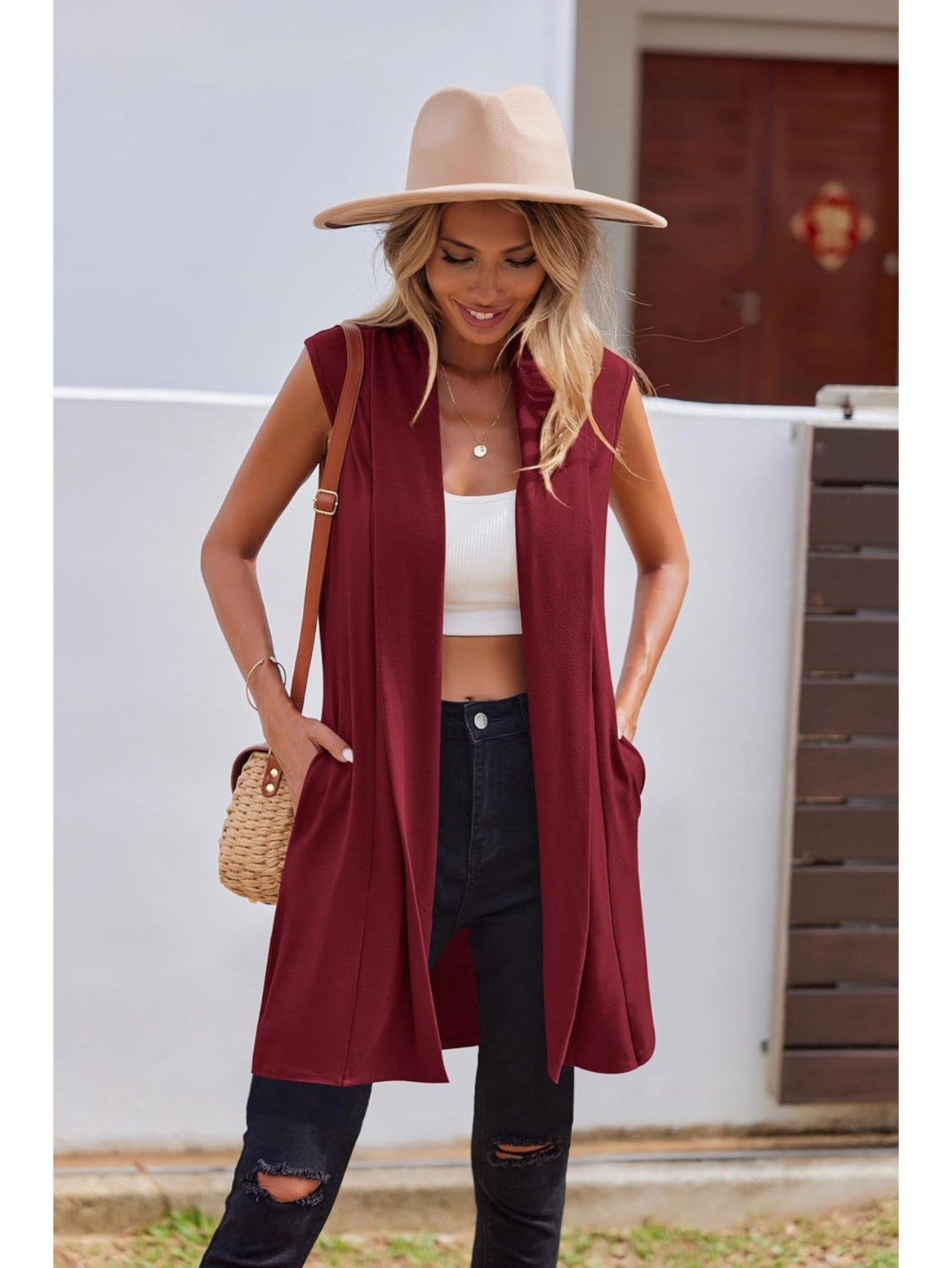 Sleeveless Womens Maxi Cardigan 24/7 Comfort Apparel Women's Open