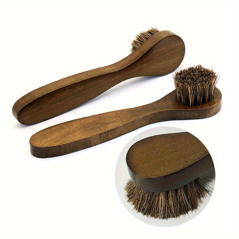 

Shoe Brush Set, 1pc Wooden Long Handle - Leather Shoe Polish & Dust Cleaner Brush And Care