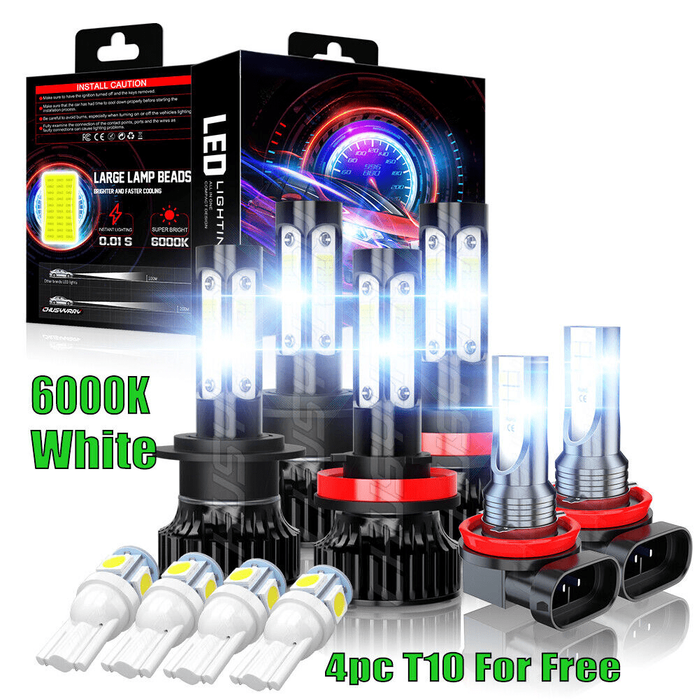 

6 Packs Fusion 2006-2016 White Led Headlights Beam Fog Light Bulbs Kit