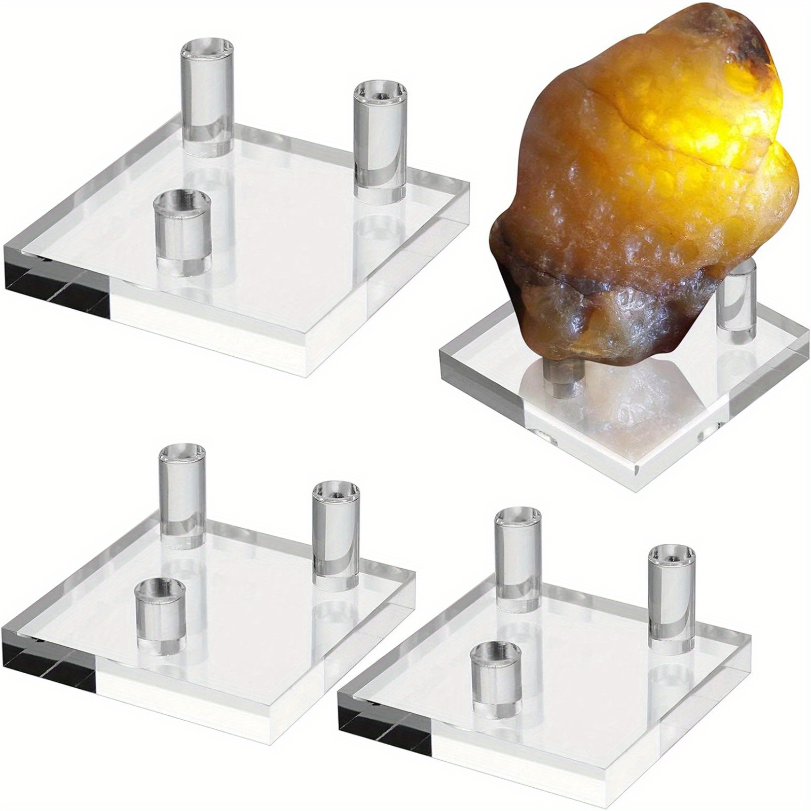 

4-pack Acrylic Display Stands With Pegs - Contemporary Style Easels For , Rocks, Minerals, Agates, And Collectibles