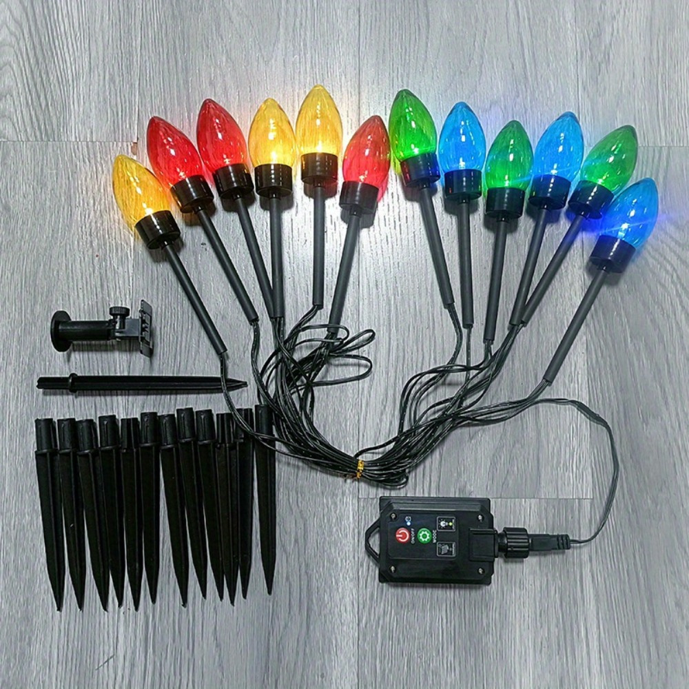 TEMU 2set Christmas Light Bulbs Led Lights, 24pcs Party And Holiday Colored Decorative Props, Outdoor Solar Lawn Lights, Garden Decorations