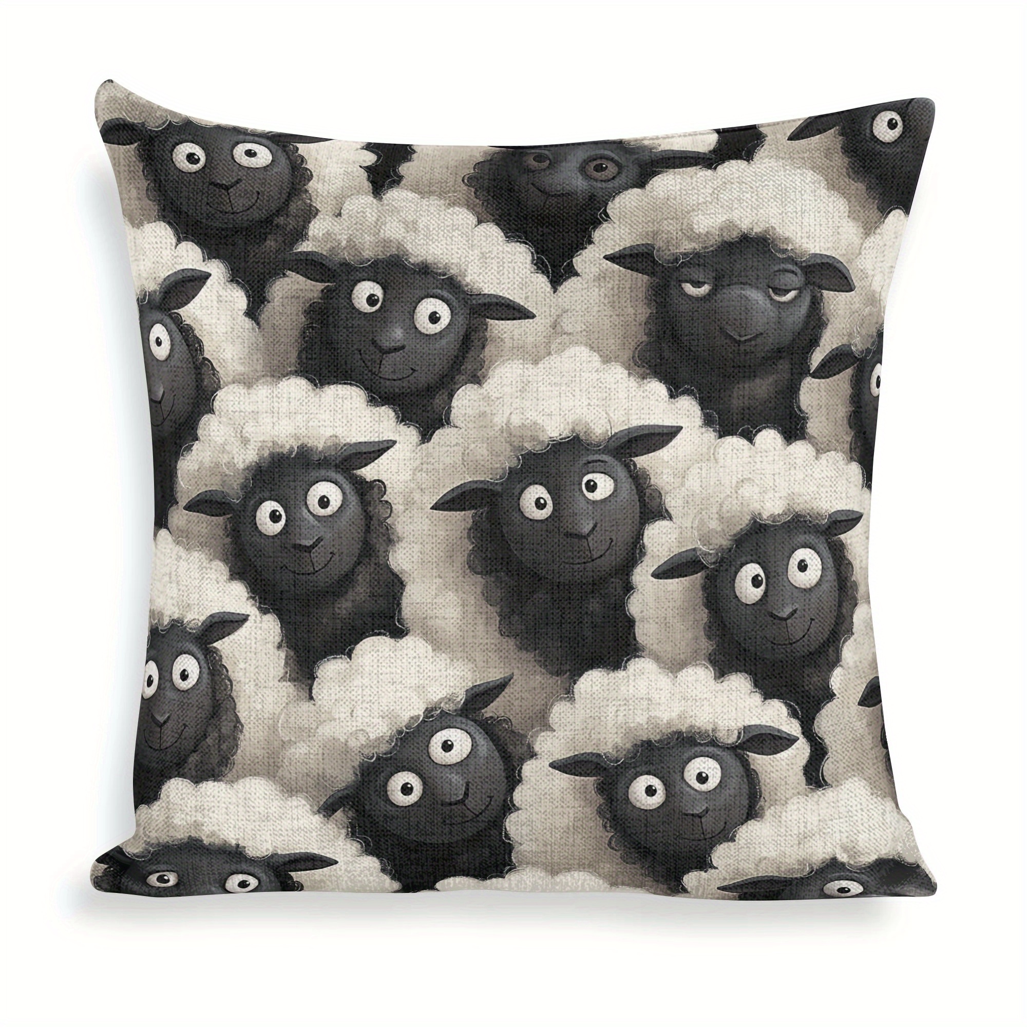 

2pcs, Cartoon Sheep Group Decorative Pillow Pillowcase 18x18 Inch Square Pillow Cushion Cover Is Suitable For Sofas, Chairs, Beds, Bedrooms, Cars, Living Rooms, Offices, Only Pillowcases.