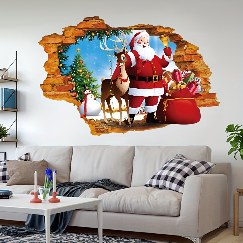 

And 3d Broken Decal - Pvc Removable Christmas For Decor, , Bedroom, - 1pc Art