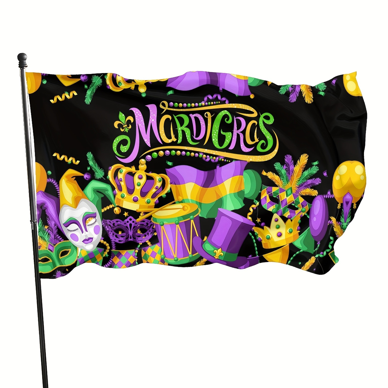 

1pc Mardi Gras Polyester Flag, 90x150cm, Outdoor Garden And Yard Banner, Multipurpose, No Electricity Needed, Vibrant Mardi Gras Celebration Design