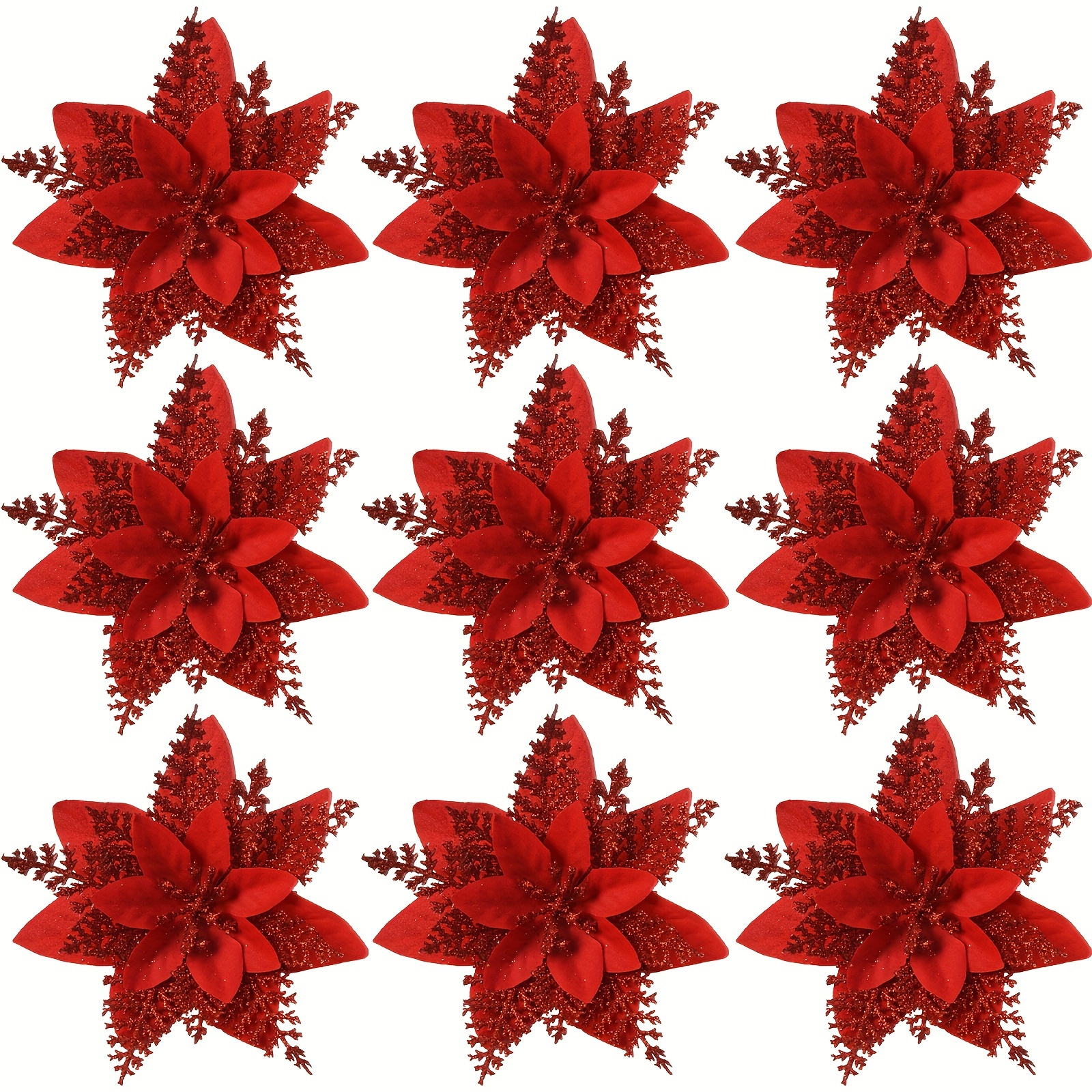 

9pcs Christmas – Polyester Poinsettias For & Decor