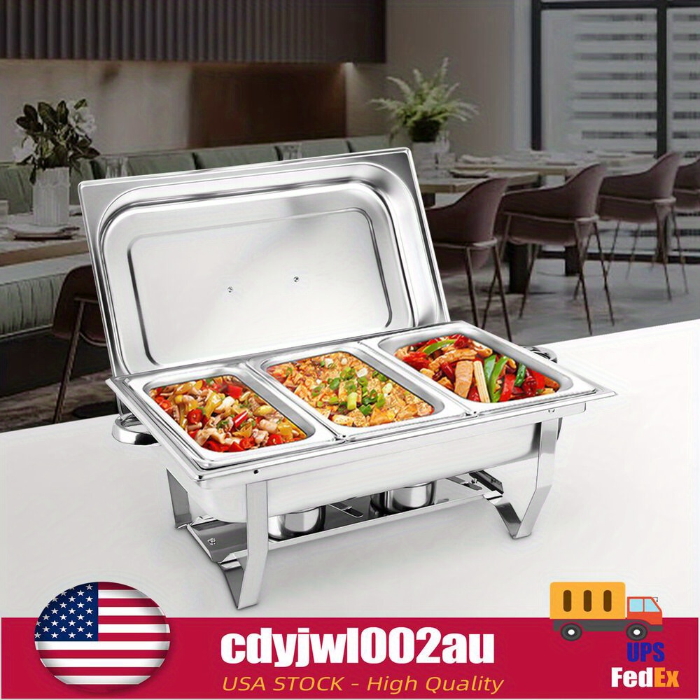 

3*3l Chafing Dish Buffet Food Pan Set Stainless Steel Catering Food Warmer