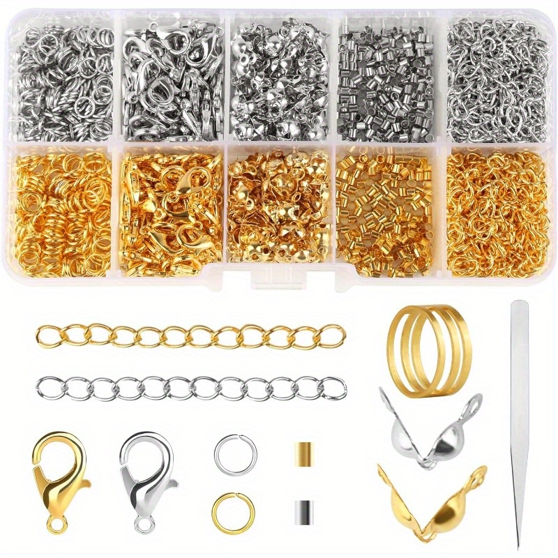 

1002pcs Diy Bracelet Kit Steel Clasps, Jump Rings, Clasps, & - & Silvery Jewelry Set