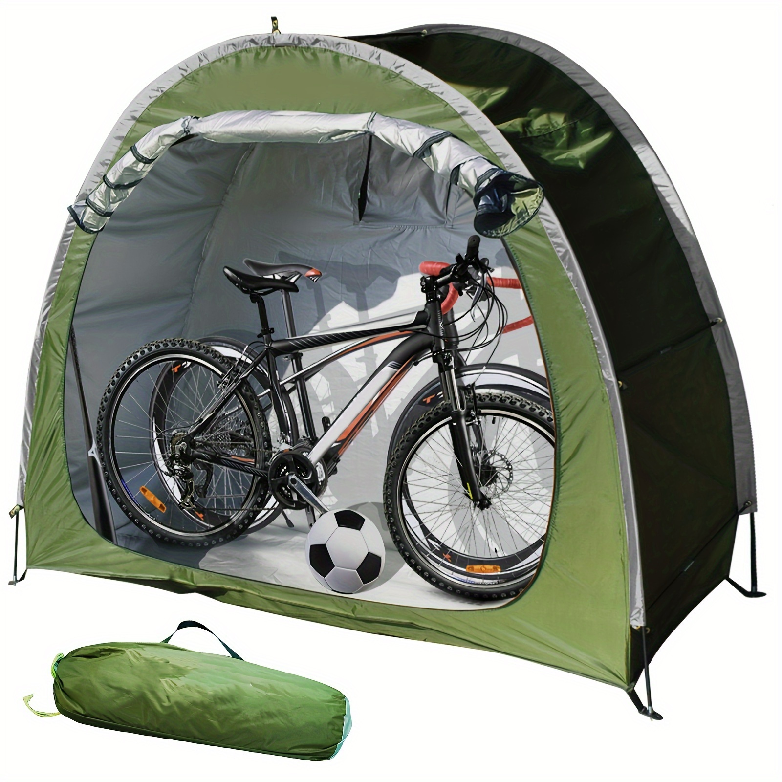 Four-Bike Tent Cover Green, Overhead Mounting, Durable Polyester with  Ventilation Mesh Outdoor Storage and Protection, Bike Storage Sol