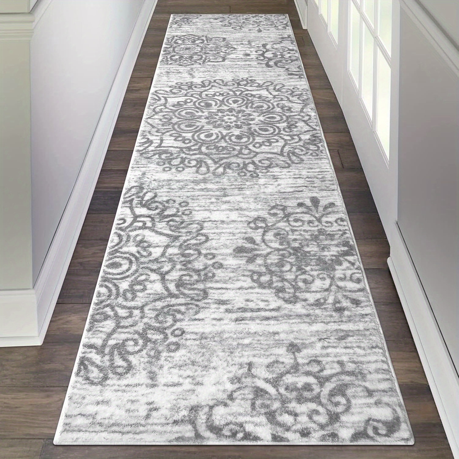 TEMU Non-slip Washable Vintage Distressed Hallway Runner Rug - Boho Carpet Suitable For Entryway, Laundry Room, Kitchen, Bathroom - Soft Adhesive Backing & Machine-washable Floor Runner,
