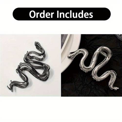 2pcs gothic snake hair claw vintage metal texture back head clip for women
