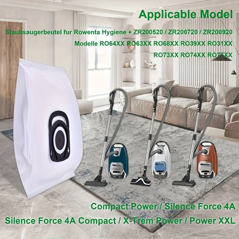 10  vacuum cleaner bags for rowenta x   power compact compatible with ro64xx ro63xx ro68xx ro39xx zr200520 models details 2