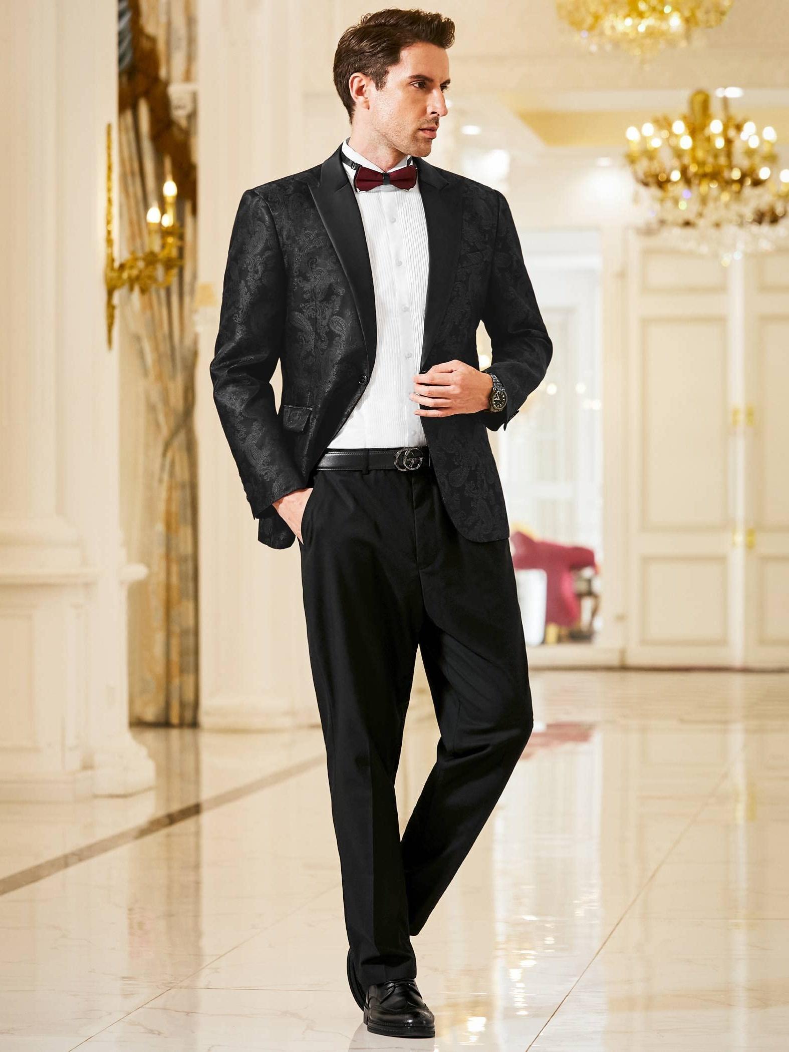 Mens Suit Siilsaa Travel Blazer Floral Suit Jacket Slim Fit