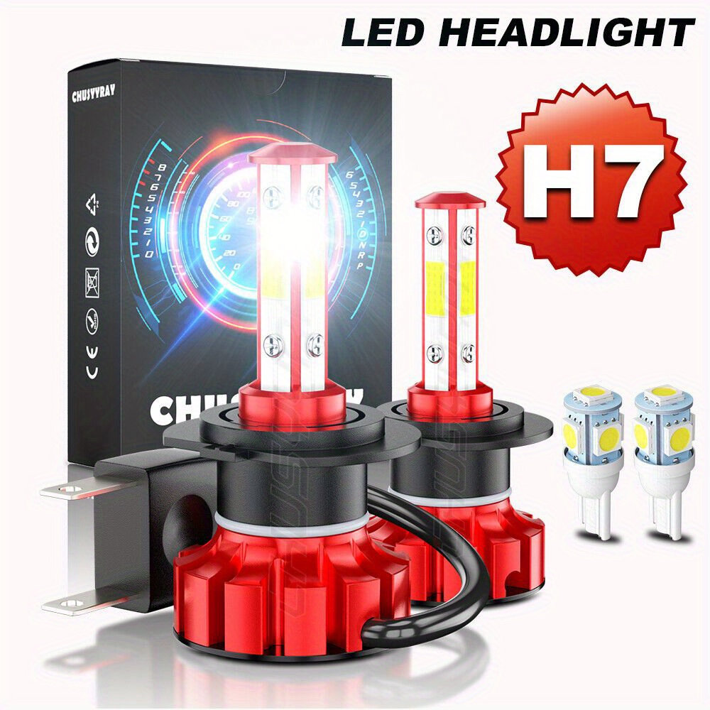 

2pcs H7 Led Headlight Bulb High/ Low Beam 100w 30000lm Super Bright 6500k White