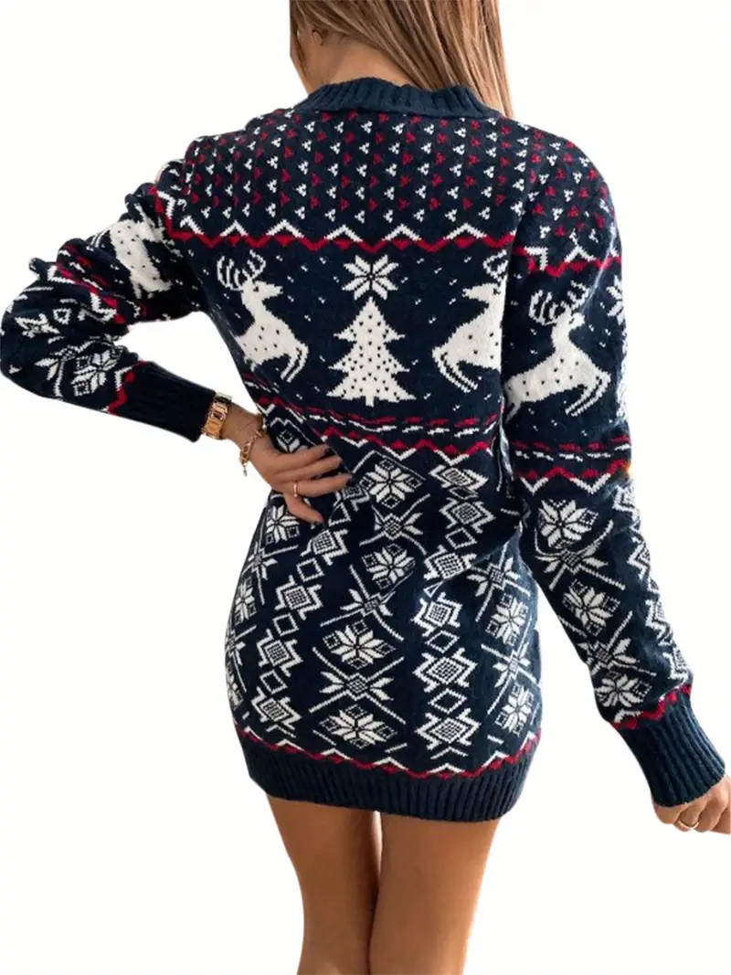 women christmas sweater dresses long sleeve cute pattern - Temu women christmas sweater dresses long sleeve cute pattern - Temu