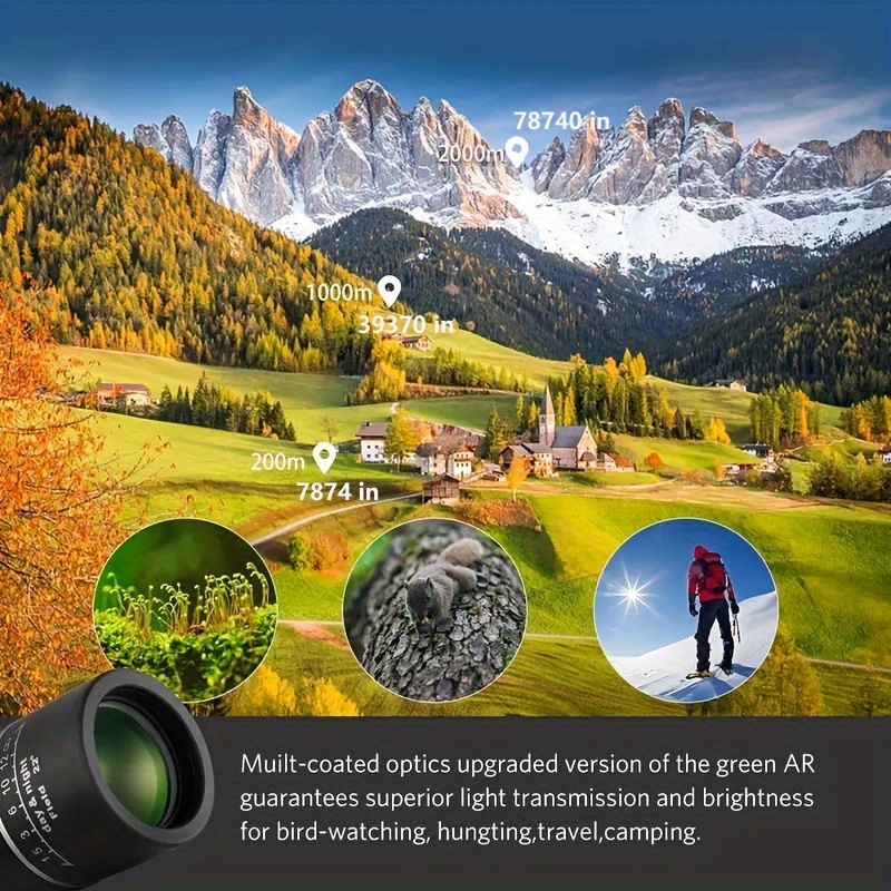 high definition monocular telescope 16x52 zoom durable plastic contemporary style ideal for home decor outdoor use perfect gift for mothers day new year easter details 3
