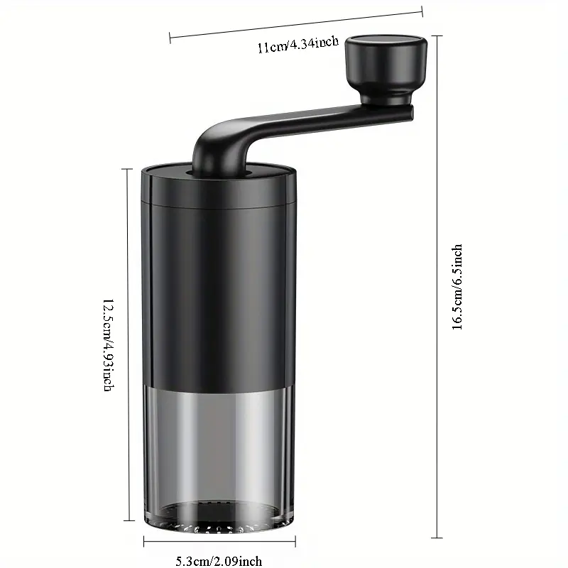a barista yourself hand crank coffee grinder frosted texture transparent powder compartment labour saving handle levels of coarseness adjustable ceramic core suitable for making your own coffee at home details 4