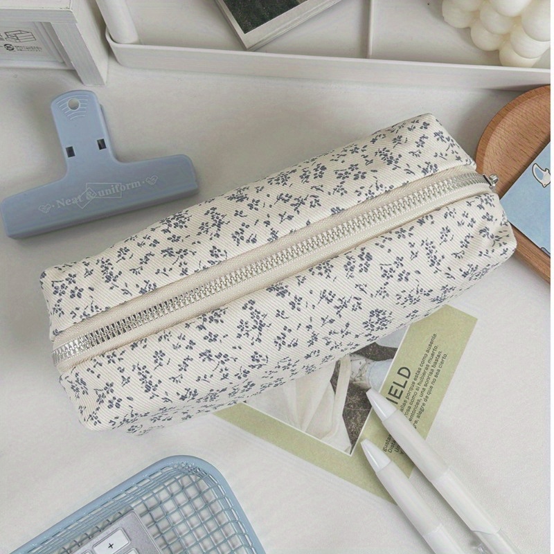 TEMU 1pc Cute Multifunctional Floral Pen Bag Student Cartoon Stationery Bag Large Capacity Pencil Case Stationery Organizer School Office Stationery