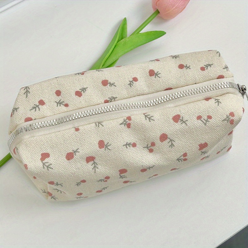 TEMU 1pc Cute Multifunctional Floral Pen Bag Student Cartoon Stationery Bag Large Capacity Pencil Case Stationery Organizer School Office Stationery