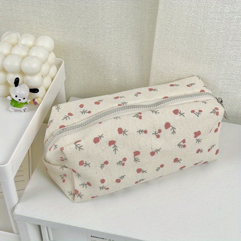 

1pc Cute Multifunctional Floral Pen Bag Student Cartoon Stationery Bag Large Capacity Pencil Case Stationery Organizer School Office Stationery Pouch