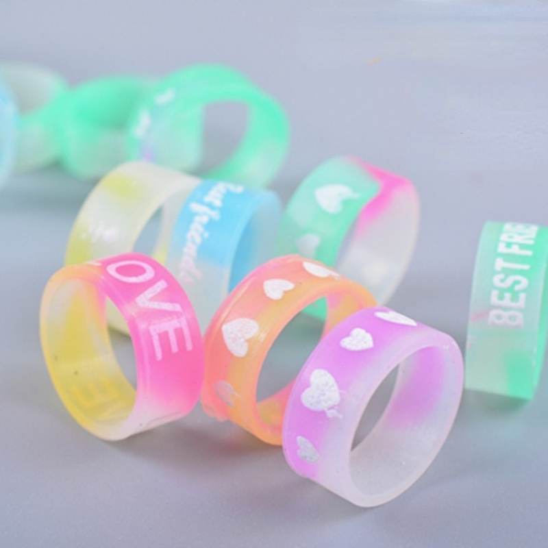 4pcs Glow in Dark Silicone Rings Colorful Party Accessories