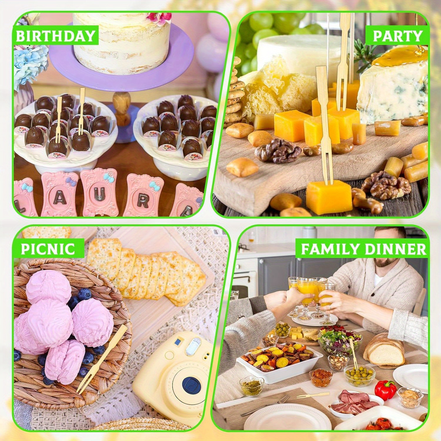 3 4 одноразовых бамбуковых вилки для закусок, идеально подходящие для шинки, мини-вилки для и деталей сервировки 2