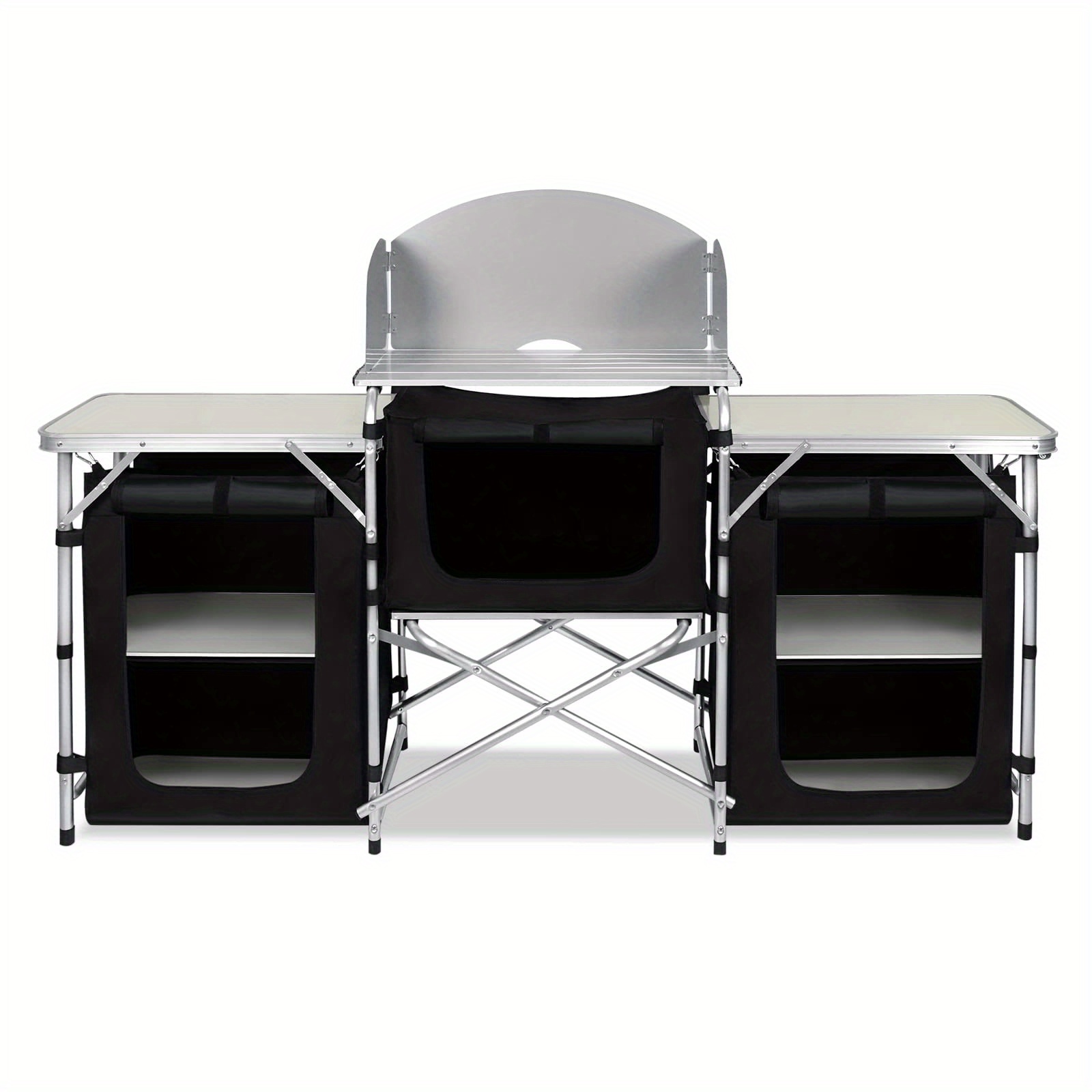 174x46x110cm Camping Kitchen Foldable Camping Cabinet With Aluminum Frame & Carrying Bag Mobile Cabinets Outdoor Kitchen Cabinet Kitchen Box Tent Cabinet For Camping Travel