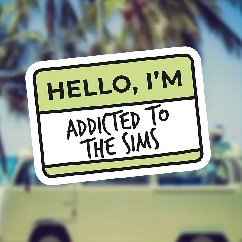 

Vinyl Matte Decal Sticker For Fans - Sunproof, Waterproof, Self-adhesive 'hello, I'm Addicted To ' - Ideal For Cars, Laptops, Water Bottles - Single Use Irregular Shape