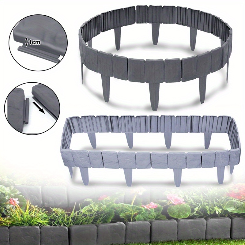 

25x23x1cm Lawn Edging Plastic Stone Look Garden Polypropylene Mowing Edging Garden Fence /grey