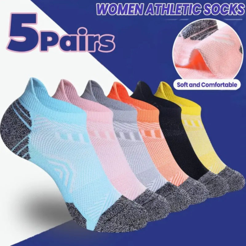 

5 Pairs Ankle Breathable Socks With Arch Support, Comfortable Sports Socks, Ideal For Running Cycling Hiking Athletic