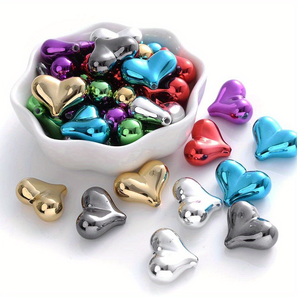 

10pcs Mix Heart Spacer Beads Acrylic Loose Beads For Jewelry Making Necklace Keychian Pendant Christmas Decoration Accessories