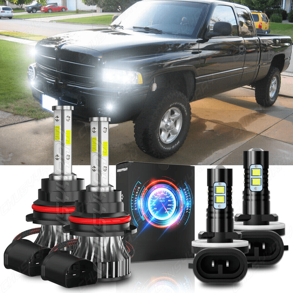 

4 Packs Fit For 1999-2001 Ram 1500 2500 3500 9007 Led Headlight+fog Light Bulbs 881