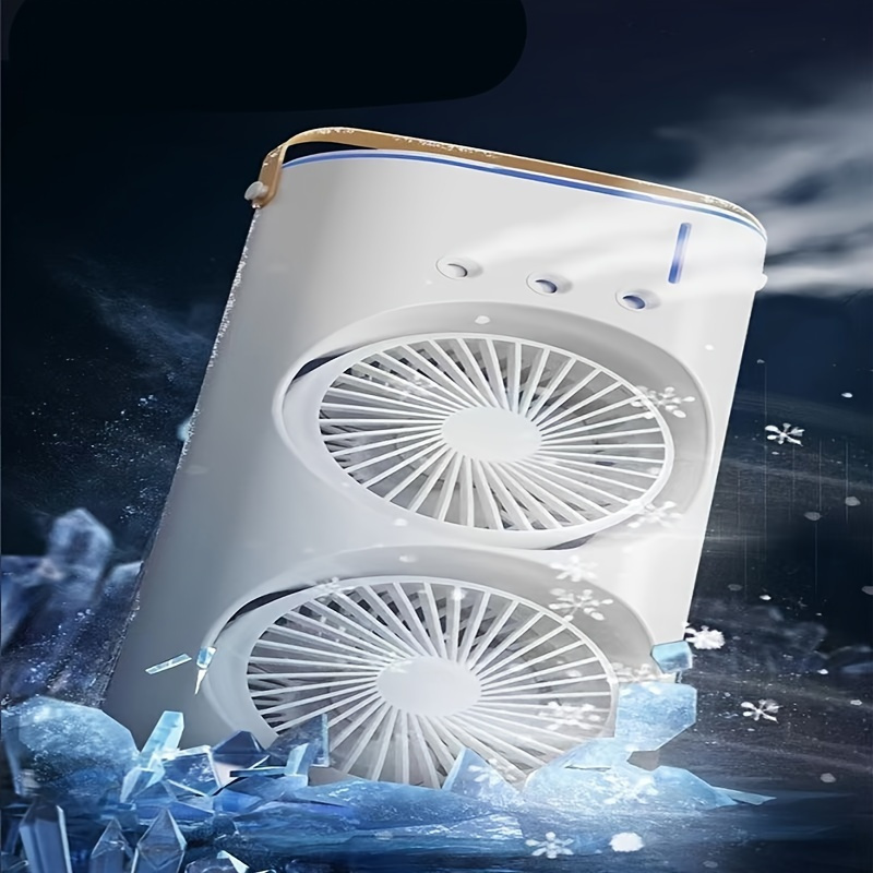 1pc usb powered double head mist spray fan with humidification and colorful adjustable wind speed remote cooler for office desk details 4