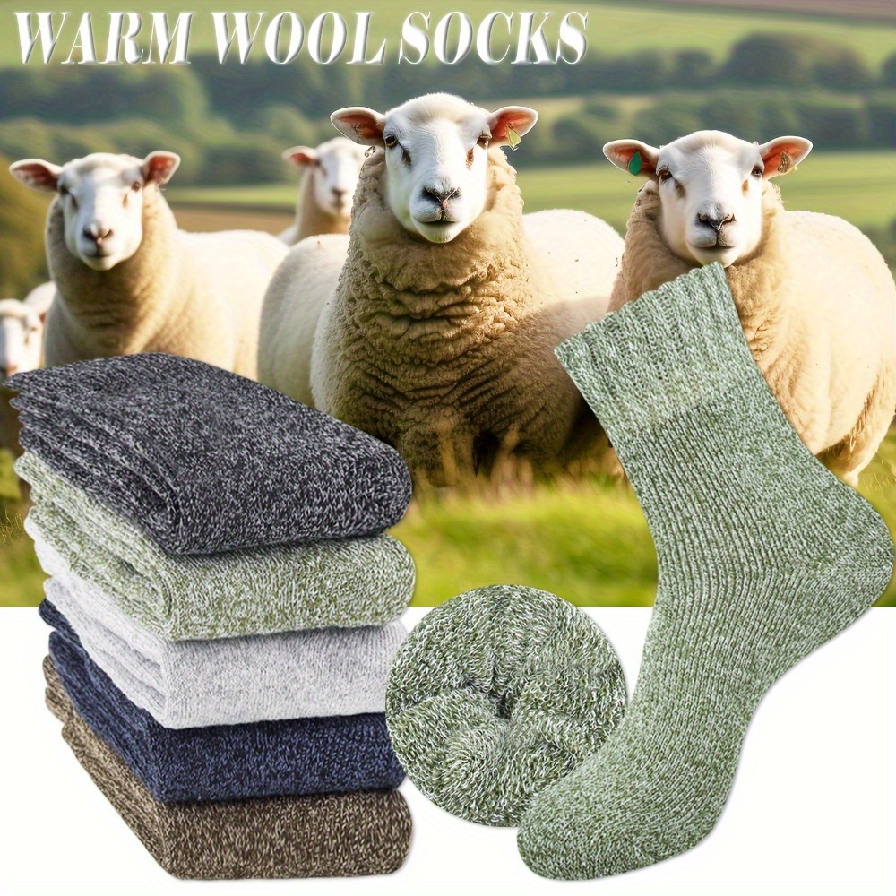 

2023 Men's Thermal Wool Socks - 1/5 Pairs Piece, Breathable & Moisture-wicking, Hunting, Hiking & Fishing | Cotton , Machine Washable