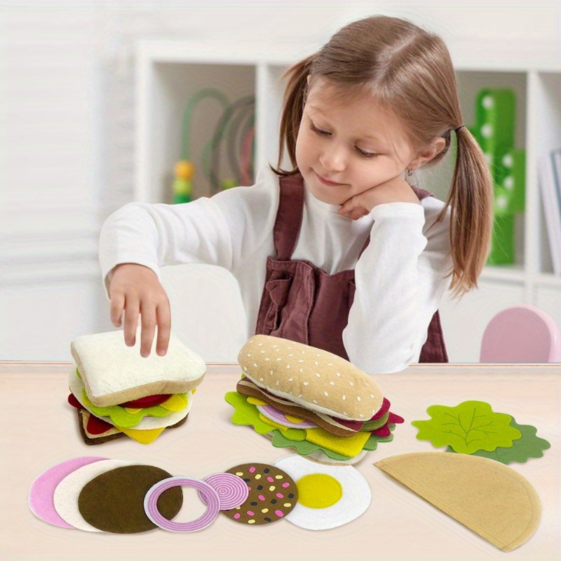 felt food hamburger sandwich game food set 28pcs kids Temu New