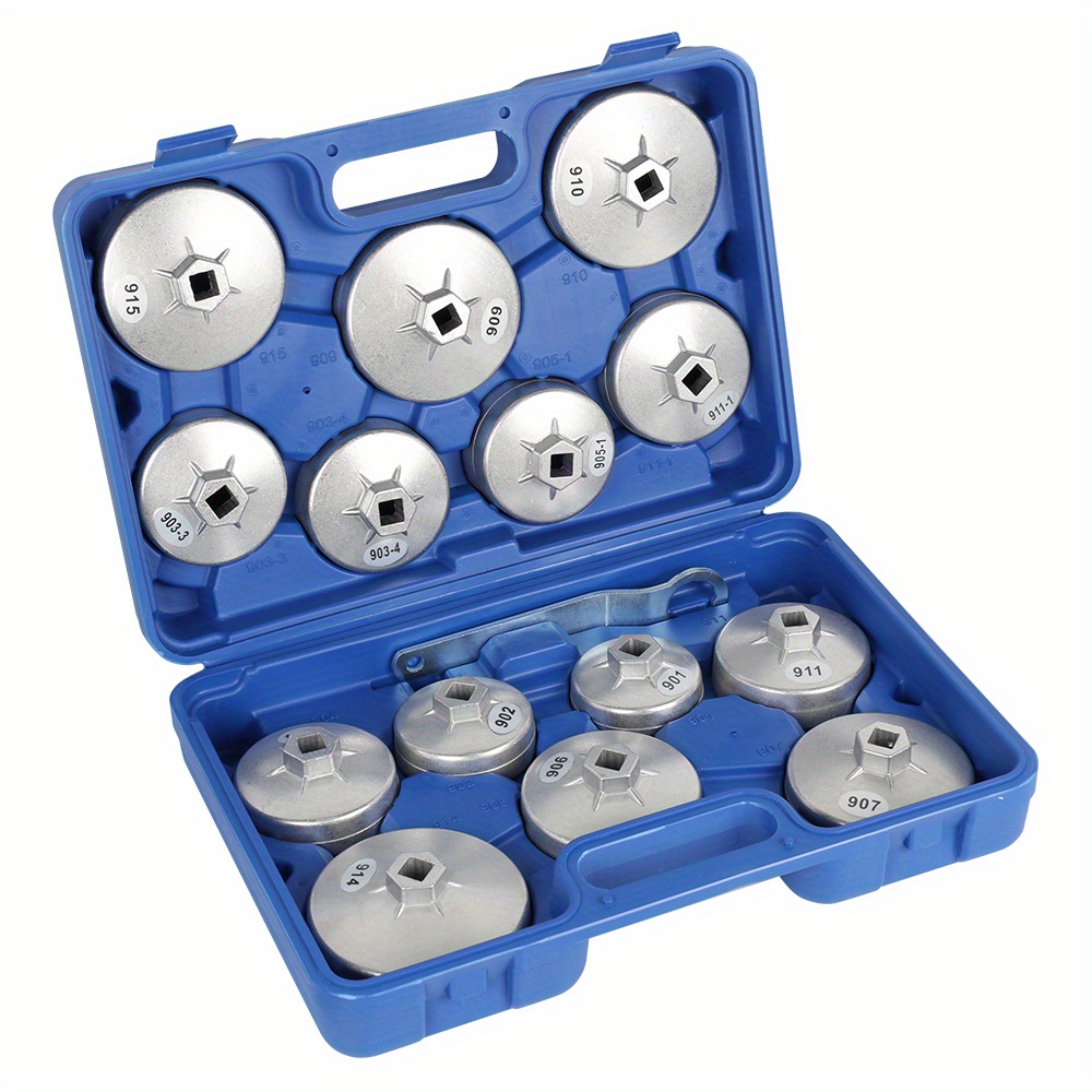 15pcs Tool Kit Including Oil Filter Pliers, Socket Set, And Cap Wrench For Removing Oil Filter Caps