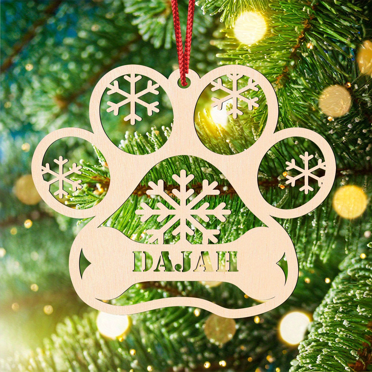 

Personalized Wooden Paw Ornament - Christmas Gift For Pet Lovers - 12cm/4.72inch X 10cm/3.94inch