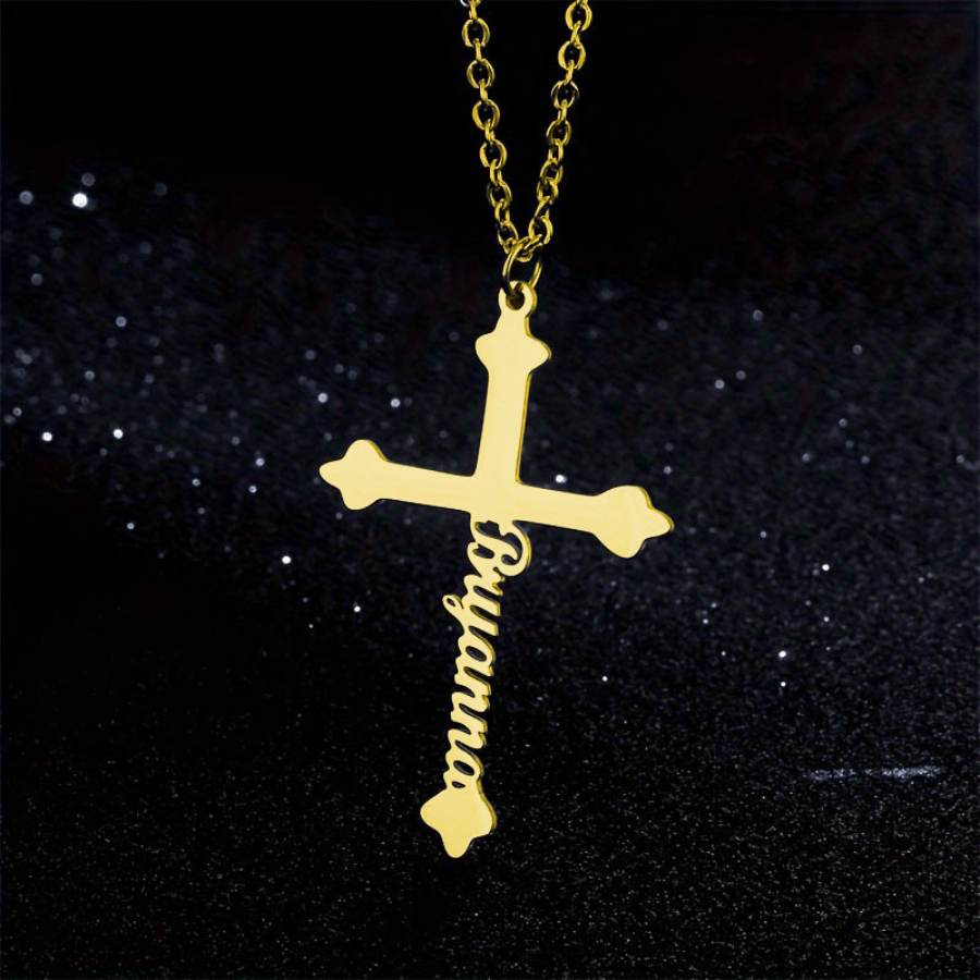 1pc personalized custom name cross necklace punk classic Temu