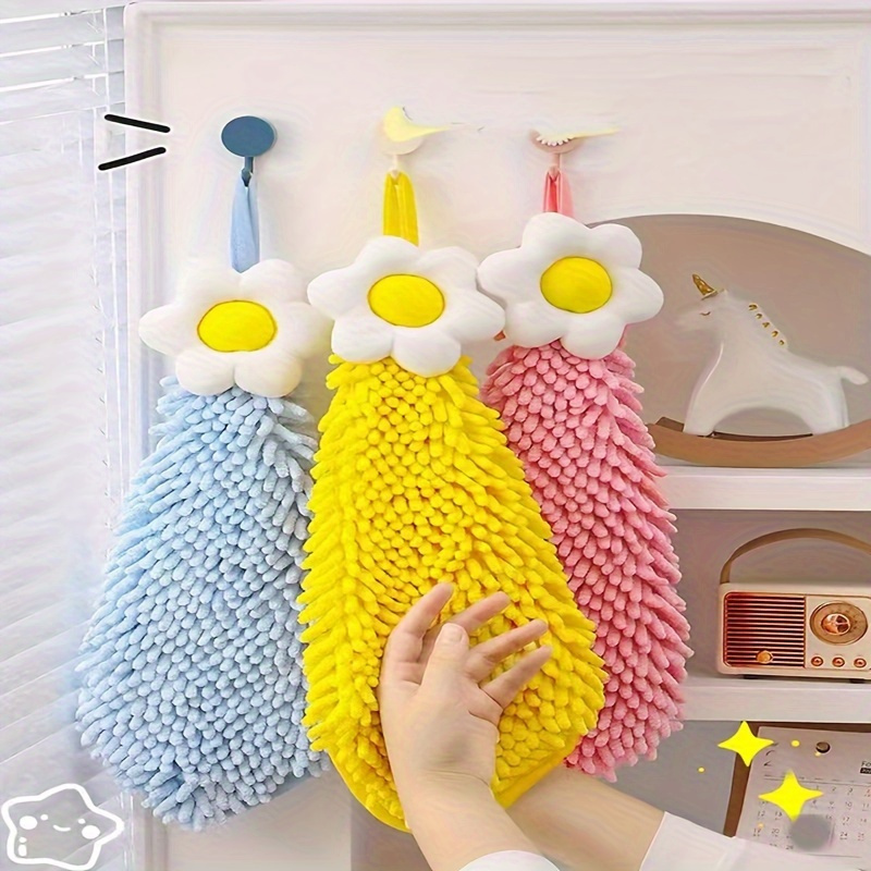 

3pcs Kitchen Towel Set, Super Soft Bathroom Towels, Cute Flower Towels, Used For Hand Wiping, Home Cleaning, Ideal Bathroom Accessories, Kitchen Supplies