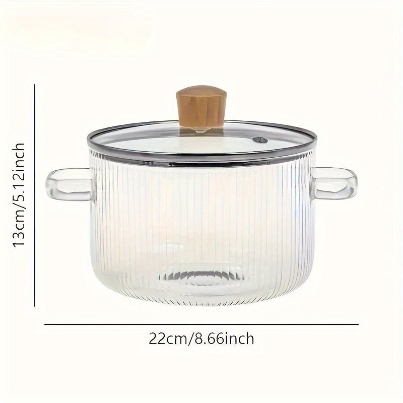 1pc glass cooking pot with lid 1 6 liter 54  resistant borosilicate glass cookware stove set simmer pot with lid suitable for soup   supplement kitchen supplies cookware details 6