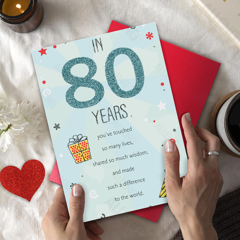 

Alleng 80th Birthday Celebration Greeting Card - Milestone 80 Years Tribute, Heartfelt Message For Wisdom And , Premium Quality Birthday Note Card With Envelope