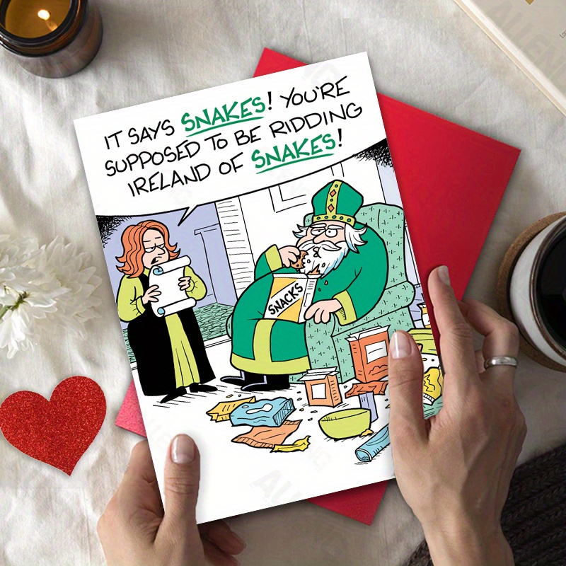 

Festive St. Patrick's Day Greeting Card: Hilarious Irish Snakes Cartoon - Express Emotions Directly - Brand: Alleng